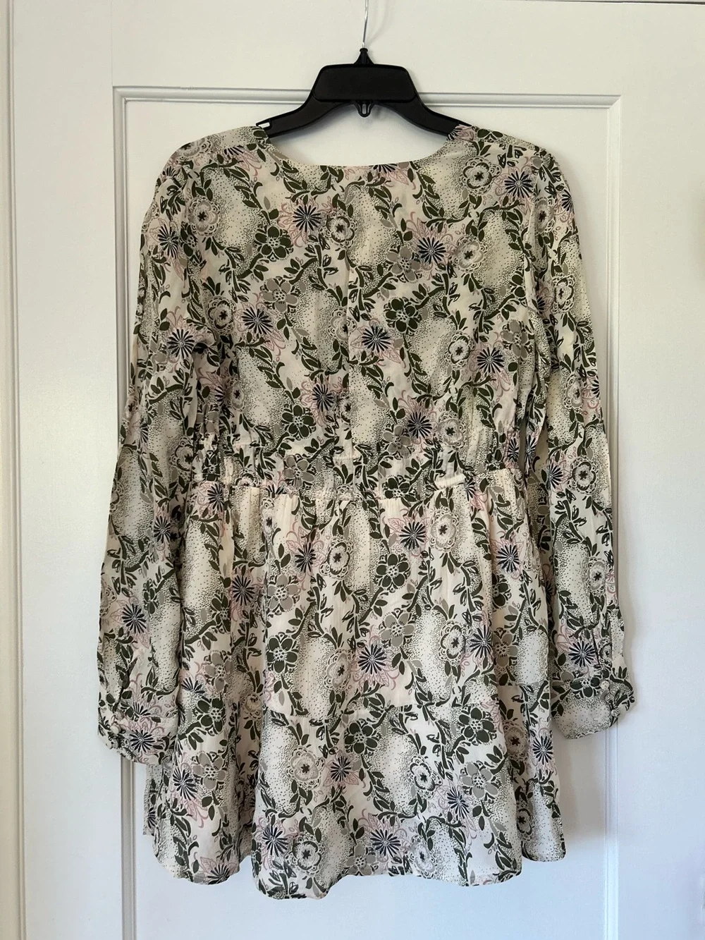 FREE PEOPLE Stealing Fire Mini Dress In Ivory Green Combo floral boho Sz S